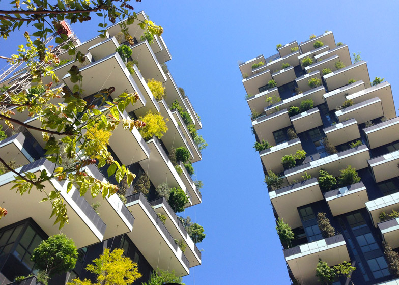 The "Bosco Verticale" or vertical forest built by Boeri Studio in Milan, Italy.