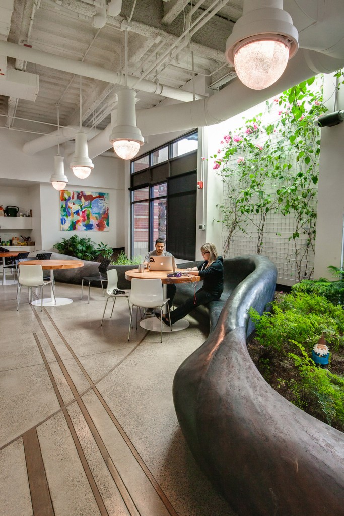 The QuickLeft software company in Boulder, Colorado has office space designed by tres birds workshop embracing the trend of incorporating nature into the modern workspace. Photo: Courtesy http://tresbirds.com/