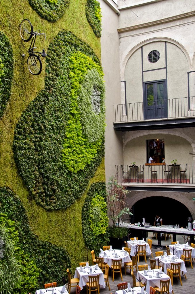 This spectacular three story high moss wall was created at the Hotel DownTown in Mexico City by the design company Flodeau.
