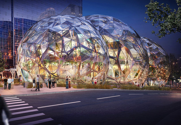 This rendering of the three biospheres being added to the new Amazon headquarters in Seattle will be an impressive addition to the downtown skyline. Rendering courtesy NBBJ