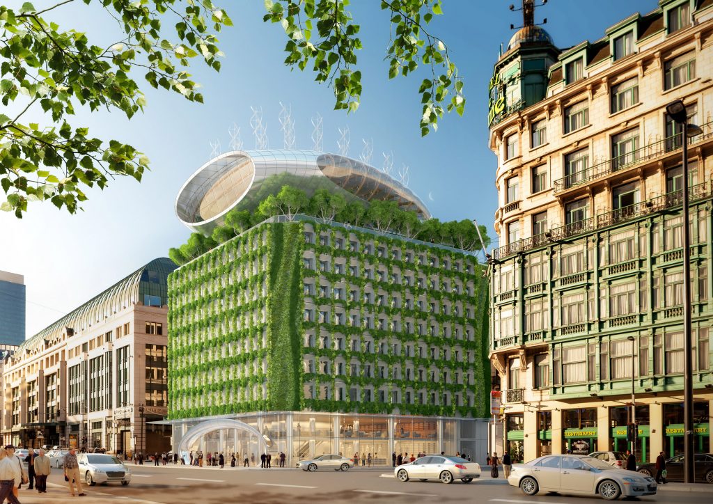 Architectural renderings of the Brussels Botanic Building
