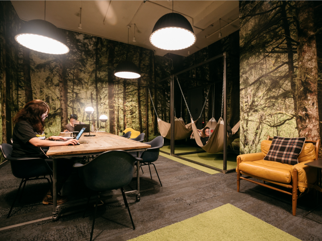 This WeWork quiet room at the Chelsea New York location looks like an urban cave. Photo: Courtesy WeWork