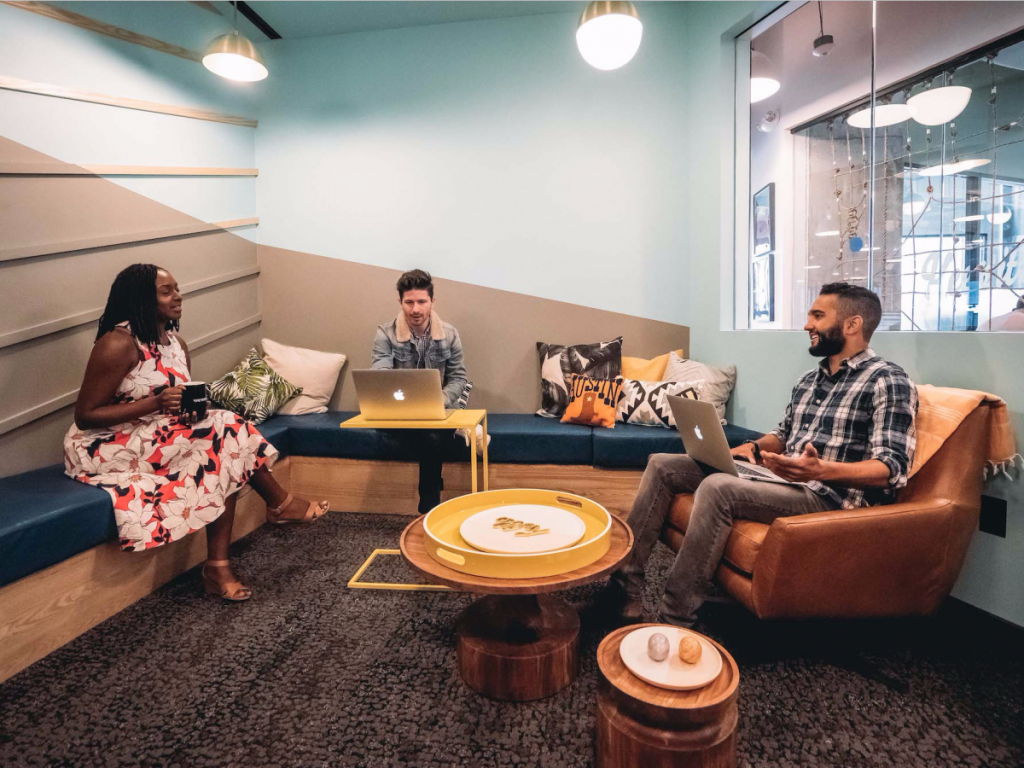 This conference room at WeWork's University Park location in Austin, Texas offers an example of a friendly, comfortable conference room. Photo: Courtesy WeWork
