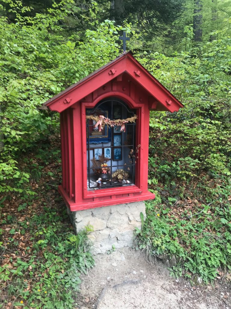 I saw many trailside shrines like this one in the Bavarian Alps. Photo: Jim Mumford