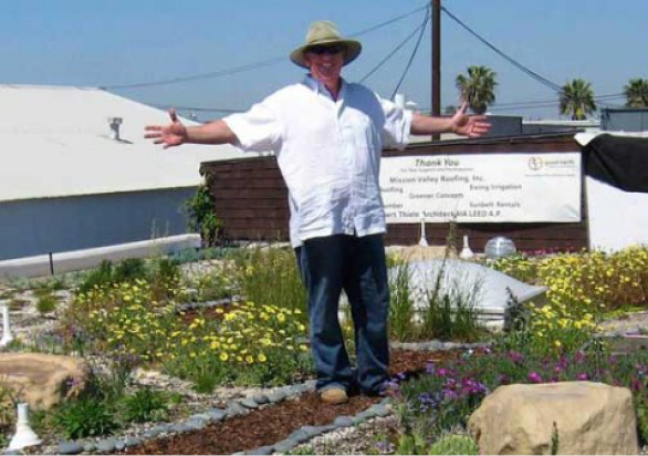 Jim Mumford on the first permitted commercial green roof in San Diego County. 