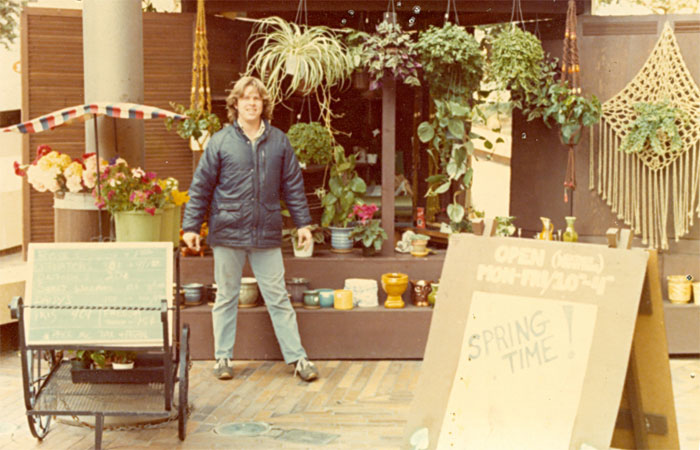 Jim Mumford at his Good Earth Plants stand, downtown San Diego circa 1978 - Eco-Warrior