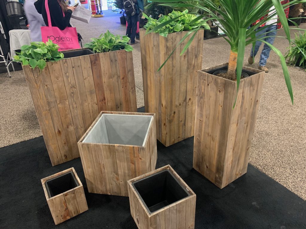 We have used reclaimed wood to create containers for years. Now the rest of the plantscaping industry is catching on. Photo: Jim Mumford