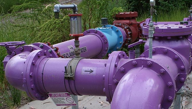 Do you know why recycled water pipes are purple? Photo: ACWA