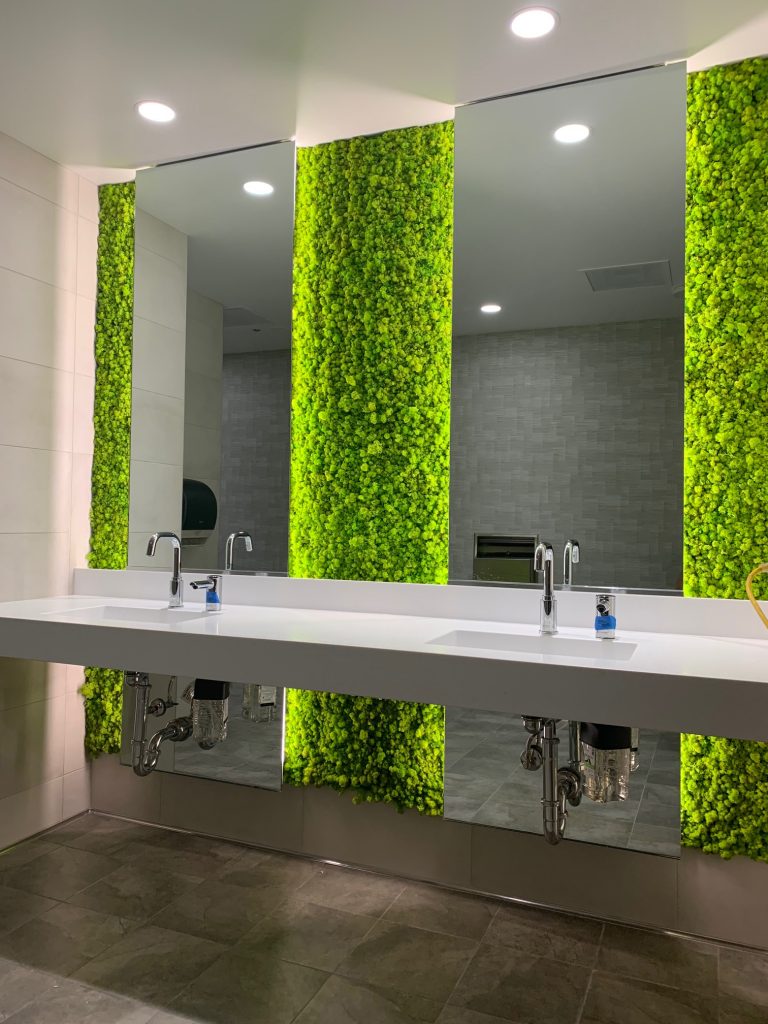 We can't help showing off the moss walls Good Earth Plant Company created for the Paladion complex restrooms. resimercial