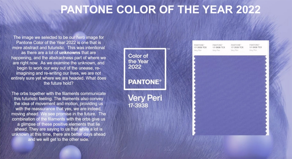 The big reveal: Very Peri is the first custom Color of the Year created by Pantone. Graphic: Courtesy Pantone