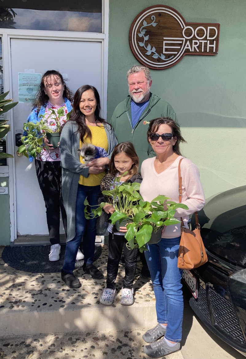 We're thrilled to partner with Paige Kries of Plant It Again. (L to R): Team member Laurie Boarders, Paige Kries, Jim Mumford, volunteer Margee Lawrence, and Kaylee Yoon. Photo: Paige Kries growing our mission
